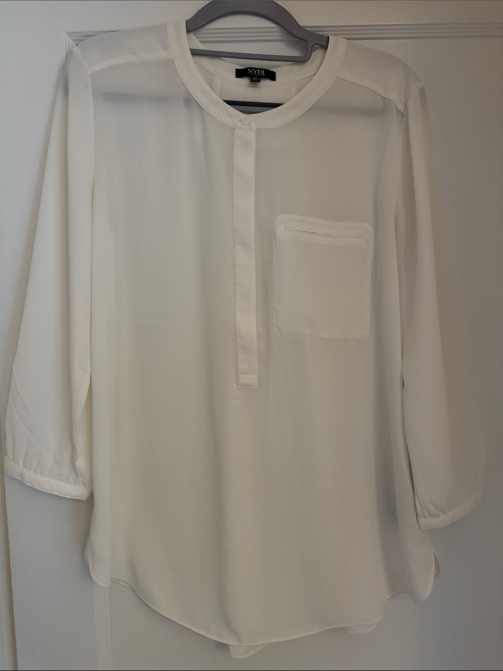 NYDJ Cream Flowing Henley Blouse - Stunning